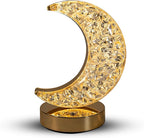 Luze ZE Crescent Moon Desk Lamp - Rechargeable Touch Lamp, 3 Brightness Levels, Dimmable Night Light for Bedroom & Kids Room, USB Rechargeable Bedside Lamp, Warm Light, Portable, Metal & Plastic