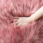 Ashler Faux Fur Area Rug - Ultra Soft 3 x 5 Feet Sheepskin, Fluffy Shaggy Blush Pink, Machine Washable - Nursery Decor Throw for Bedroom, Living Room, Kids Room