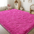 ISEAU Fluffy Rug Carpets Soft Shaggy Area Rugs Indoor Floor Mats for Kids Room Fuzzy Carpet Comfy Cute Nursery Mat Bedside Rug for Boys Girls Bedroom Living Room Home Decor Mat, 3ft x 5ft, Hot Pink