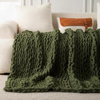 Ultra Soft Chunky Knit Throw Blanket 50x70 Hand Knitted Warm Chenille Throw Blanket, Home Decor Soft Thick Yarn Cable Knit Blanket Breathable Fleece Banket Christmas for Couch Bed Sofa Best Gift
