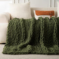 Ultra Soft Chunky Knit Blanket Throw - 50x60 Hand Knitted Warm Chenille Throw Blan ket, Home Decor Soft Thick Yarn Cable Knit Blanket Breathable Fleece Banket Christmas for Couch Bed Sofa Best GIF
