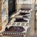 Western Rugs for Kitchen,2.6x7ft,Long Hallway Cow Print Rug,Western Country Farm Decor Entryway Runner Rugs,Non-Slip Washable Southwest Aztec Rugs,for Bedside Bedroom Entrance Carpet