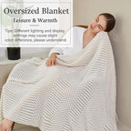 Blagic Knitted Throw Blanket for Couch Soft Farmhouse Boho Throw Blanket with Tassels Home Decorative Lightweight Throw Blankets,White Throws for Bed/Chair/Sofa, Pineapple Textured,60" W x 80" L