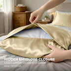 Satin Pillowcase 2 Pack - Queen Size (20"x30", Ivory) - Silky Pillow Cases for Hair and Skin - Satin Pillow Covers with Envelope Closure - Extra Soft Premium Microfiber