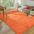 Softlife Orange Area Rug for Living Room, Fluffy Shag Plush 5x8 Rugs for Bedroom Girls, Shaggy Soft Fuzzy Kids Large Carpet for Dorm Bedside Ultra Cozy Non-Slip Indoor Decor