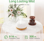 ASAKUKI Essential Oil Diffuser, 300ml Ultrasonic Aromatherapy Oil Humidifier with 7 Colors LED Lights, 2 Mist Mode for Home (Wood Grain)
