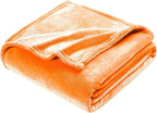 DREAMNINE Soft Fall Fuzzy Fleece Throw Blanket for Couch Sofa 50" x 60", Decorative Solid Lightweight Velvet Blanket for Chair, Cozy Accent Shaggy Micro Plush Flannel Blankets for Bedroom Dorm, Orange