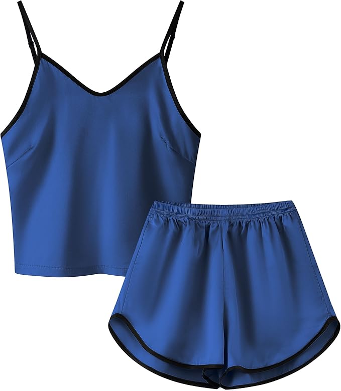 Girls & Women Silk Pajamas Set Satin Camisole Sleepwear 2 Piece Pjs, 3 Years - Women XXL