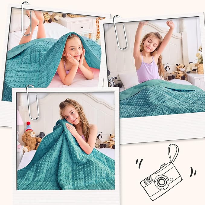 yescool Weighted Blanket 7 Pounds Teal Twin Size Cooling Weighted Throw Blanket, Minky Heavy Blankets Warm Weighted Comforter, Big Washable Thick Blankets Gift for 60-90lbs, 40 * 60in