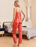 Ekouaer Women Silk Satin Pajamas Sleeveless Pjs Set 2 Piece Summer Loungewear Sleepwear with Pockets S-XXL