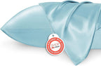 Bedsure Satin Pillowcases, Similar to Silk Pillow Cases Queen Size Set of 2, Pillow Case for Sleeping Women with Envelope Closure, Gifts for Women Men, Aqua, 20x30 Inches, 2pcs