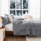 COTTEBED Ultra-Soft Winter King Size Comforter Set, Warm California Cal King Thick Milk Cup Cozy Fully Breathable Bedding 1 Down Alternative with 2 Pillowcase for Winter, Dark Gray