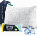 BETU Standard Pillow, Cooling Shredded Memory Foam Pillow for Hot Sleepers College Dorm Room Essentials, Adjustable Firm Gel Cool Pillow for Back Pain and Side Sleeping, Birthday Gifts for Boyfriend
