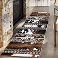 Western Cow Hide Kitchen Runner Rugs,2.6x7ft,Rustic Brown Cowprint Rugs,Southwestern Aztec Native American Rug,Faux Fur Animal Print Cabin Runner Rug,Soft Non-Slip for Bedside Hallway Entryway