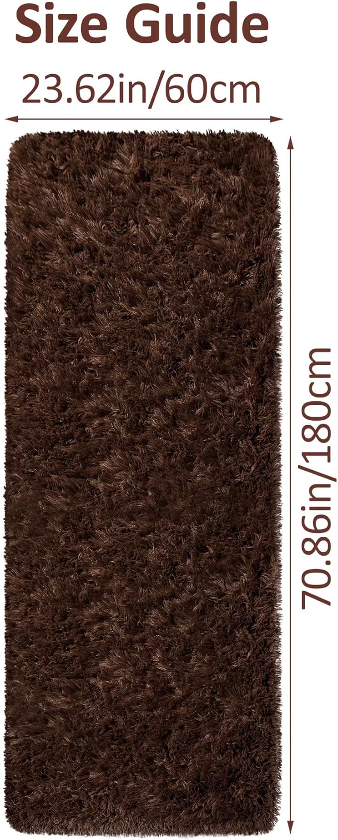 Runner Rug for Bedroom 2x6 Brown Fluffy Shaggy Rug Soft Plush Fuzzy Area Rug Bedside Runners for Hallway Kids Nursery Dorm Playroom Living Room with Non Slip Modern Indoor Decor Carpet