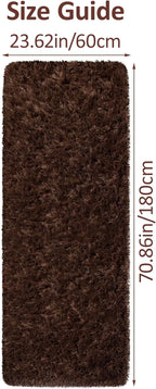 Runner Rug for Bedroom 2x6 Brown Fluffy Shaggy Rug Soft Plush Fuzzy Area Rug Bedside Runners for Hallway Kids Nursery Dorm Playroom Living Room with Non Slip Modern Indoor Decor Carpet