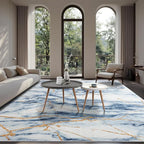 CRYPTOLITE Area Rugs 8x10 Rug for Living Room Abstract Washable Rug with Non-Slip Backing Low Pile Area Rug for Bedroom, Dining Room, Blue