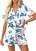 Ekouaer Womens Silk Pajama Sets Button Up Satin Pjs Short Sleeve 2 Piece Pj Sets Cute Lounge Sets with Chest Pocket