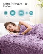 Cottonblue Jacquard Weighted Blanket 15 lbs for Adults Queen Twin Full Size, Fuzzy Sherpa Fleece Weighted Throw Blankets 60x80 in for Relax & Sleep, Cozy Heavy Bed Blankets with Glass Beads, Purple