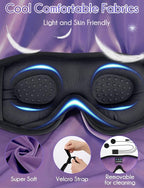 LC-dolida Sleep Headphones, Sleep Mask Bluetooth Wireless Music Eye Mask, Sleeping Headphones for Side Sleepers Sleep Mask with Bluetooth Headphones Ultra-Thin Stereo Speakers Perfect for Sleeping