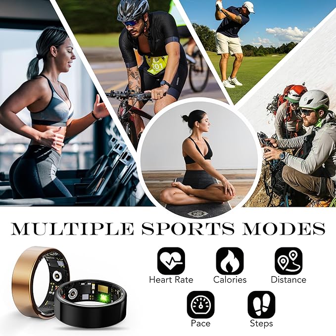 Smart Health Ring for Women Men Fitness Tracker with Heart Rate, Blood Oxygen, Blood Pressure, Sleep Monitoring, Step Counting, IP68 Waterproof for iOS and Android, No APP Fee, Silver 14