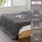 Chunky Knit Blanket - Luxury Soft Cozy 40 * 50 Throw Blanket,100% Woven Blanket Rope Knot Throw Blanket for Couch, Sofa, Home Decor, Gift - Machine Washable (Black Gray, 40 * 50)