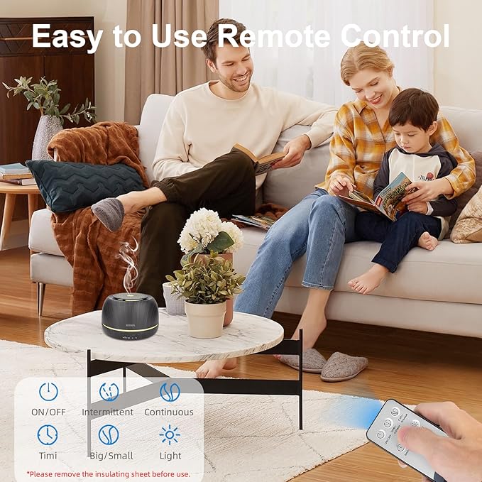 SEEDSEEL 300ML Essential Oil Diffuser,Ultrasonic Aromatherapy Diffuser, 7-Color Gradient Lights, Remote Control, 8 Hours Run Time, Suitable for Home,Office