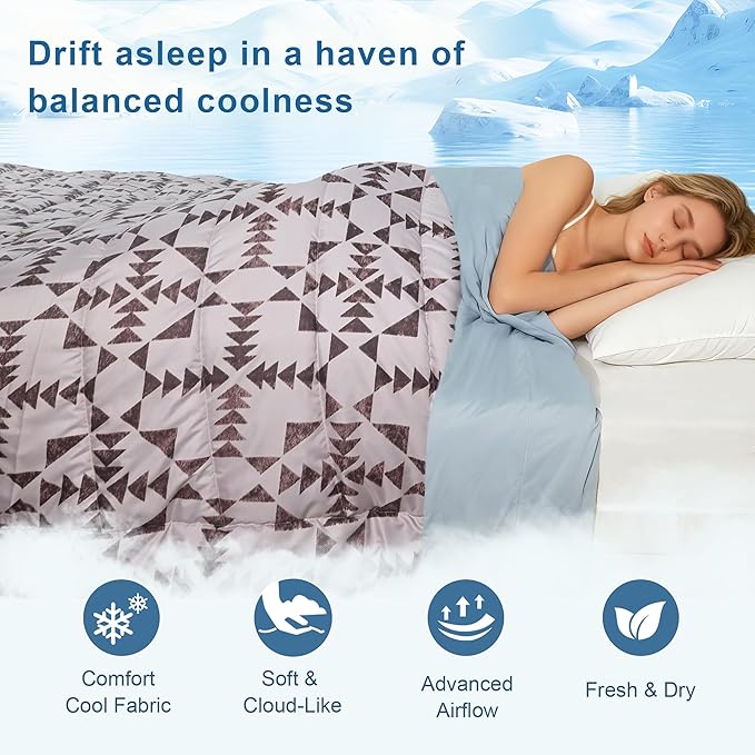 Cooling Comforter Twin Size, Cooling Blankets for Hot Sleepers, Breathable Lightweight Cold Blanket, Ultra Soft Thin Summer Bedding (Dusty Rose, Twin)