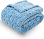 NEWCOSPLAY Super Soft Twin Blanket Blue Premium Silky Flannel Fleece 3D Heart Checkered Lightweight Bed Blanket All Season Use (Blue Heart, Twin(60"x80"))