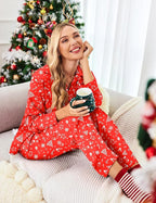 Ekouaer Women Satin Silk Pajamas Classic Long Sleeve Button Down Pjs Set Soft Loungewear