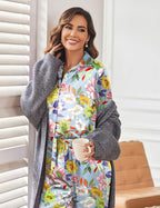 Ekouaer Women Satin Silk Pajamas Classic Long Sleeve Button Down Pjs Set Soft Loungewear