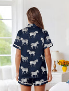 Ekouaer Womens Silk Pajama Sets Button Up Satin Pjs Short Sleeve 2 Piece Pj Sets Cute Lounge Sets with Chest Pocket
