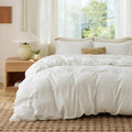 Bedsure Duvet Cover California King Size - Soft Double Brushed Bedding Set for Kids & Adults, Zipper Closure, 3 Pieces, Includes 1 Duvet Cover (104"x98") & 2 Pillow Shams, NO Comforter, Cream White