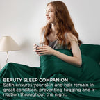 Bedsure Satin Sheets Full Size - 4 Piece Silky Bedsheets with 15 Inches Deep Pocket Fitted Bedsheet,1 Flat Sheet, 2 Satin Pillowcases, Good for Hair & Skin (Full, Dark Green)