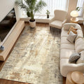 CRYPTOLITE Area Rugs 9x12 Rug for Living Room Abstract Washable Rug with Non-Slip Backing Low Pile Area Rugs for Bedroom, Dining Room, Khaki
