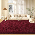 Burgundy Red Area Rug 6x9 Large Rugs for Living Room Bedroom, Fluffy Soft Rug Modern Carpets for Kids Room, Non-Skid Rectangular Indoor Cute Rug for Girls Boys Nursery Room Home Decor
