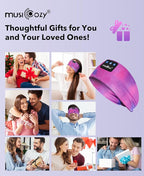 MUSICOZY Sleep Headphones Bluetooth 5.4 Headband, Wireless Earphones Sweat Resistant Earbuds with Ultra-Thin HD Stereo Speaker for Workout Running(Tie-dye Pink)
