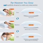 UYWO Cooling Firm Bed Pillows Set of 2, Shredded Memory Foam Pillows for Sleeping Luxury Gel Pillows for Side Back Stomach Sleepers with Removable Washable Cover(Blue, Standard)
