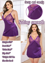 Avidlove Women Lingerie V Neck Sexy Nightwear Satin Sleepwear Lace Chemise Mini Babydoll Nightgown