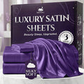 SLEEP SANCTUARY Satin Sheets Twin Size – 3 Piece Luxury Silky Bed Set, Softer Than Silk, 15" Deep Pocket, Cooling & Wrinkle-Free, Moisture-Wicking & Breathable for Hair & Skin (Purple)
