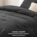 Bedsure Oversized Queen Comforter Set - Black Soft Bedding for All Seasons, Cationic Dyed Bed Set, 3 Pieces, 1 Oversized Queen Size Comforter (98"x98") and 2 Pillow Shams (20"x26"+2")