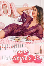 Avidlove Women's Lace Kimono Robe Babydoll Lingerie Mesh Nightgown S-5XL