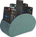 QIELIZI Remote Control Holder, PU Leather Remote Caddy Desktop Organizer with 5 Spacious Compartments for TV Remotes/Media Controllers/Office Supplies (1-Wood Green