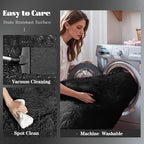 Black Round Rugs for Bedroom: 4ft Circle Fluffy Shag Soft Washable Rug Small Fuzzy Plush Indoor Carpet for Kids Girls Boys Nursery Dorm Classroom (Black, 4'x4')