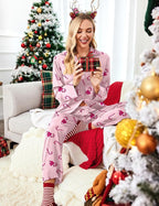 Ekouaer Women Satin Silk Pajamas Classic Long Sleeve Button Down Pjs Set Soft Loungewear