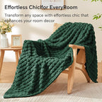 BEDELITE Emerald Green Throw Blanket Twin Size for Bed- Super Soft and Warm 3D Checkered Fluffy Fuzzy Fleece Blanket, Luxurious Plush Cozy Blanket for Room Decor Fall and Winter, 60x80 inches