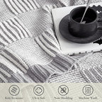 Amélie Home Knit Throw Blanket, Soft Chenille Cozy Breathable Pineapple Chunky Decorative Blanket for Couch, Bed & Sofa, French-Inspired Lightweight Warm Gift for Women, Gray, 50"x60"