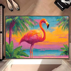 Flamingos Area Rug 2x3 ft Entry Rug Washable Boho Rugs Non Slip Low Pile Floral Door Mat Small Carpet for Bedroom, Bedside, Kids Room, Office, Dining Room