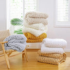 YAAPSU Chunky Knit Throw Blanket for Couch, 51“x63”, 100% Hand Knitted Thick Cable Knit with Cozy Jumbo Chenille Yarn, Soft Large Rope Knot Crochet Blankets for Sofa Bed Living Room Décor, Ocean Blue