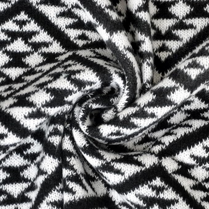 Nordic Style Black and White Stripes Throw Blanket for Couch,Soft Cozy Cable Knit Throw for Bed Sofa Chair Living Room,Lightweight Warm Maximalist Decor Christmas Blanket,50"x60"(cr-D01)